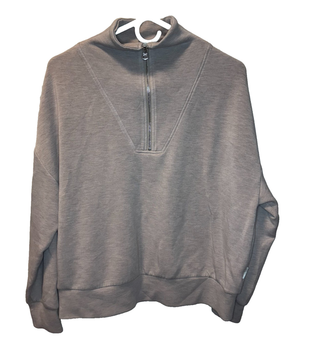 Varley Hawley Half Zip Sweatshirt Women’s Medium Sassafras Marl Light Brown - Picture 4 of 11